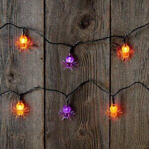 UltraLED Battery Operated Spider Cap Twinkle Light String, Purple and Orange